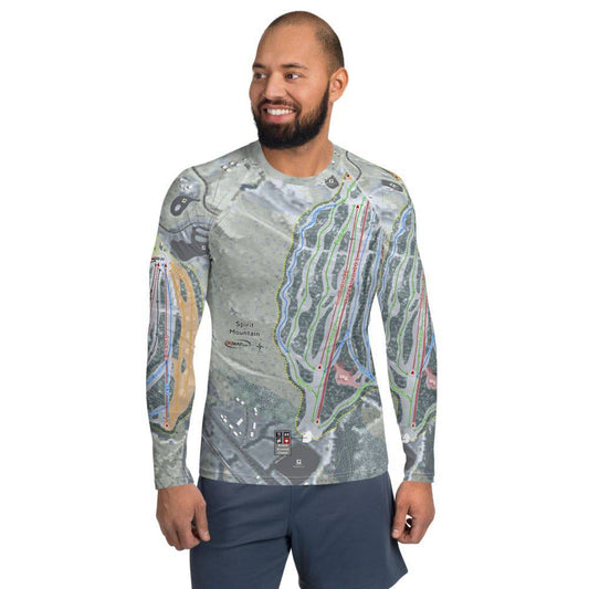 Spirit Mountain, Minnesota Ski Trail Map Men's Base Layer Top - Powderaddicts