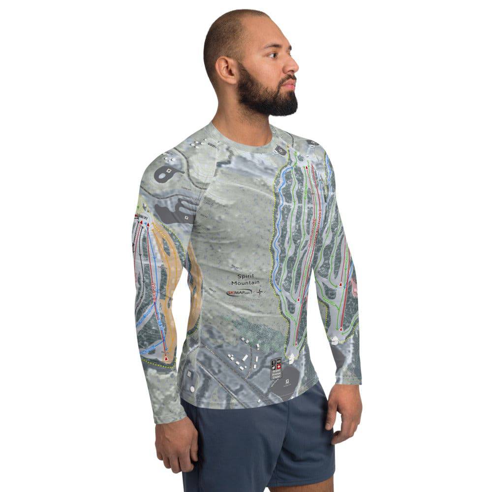 Spirit Mountain, Minnesota Ski Trail Map Men's Base Layer Top - Powderaddicts