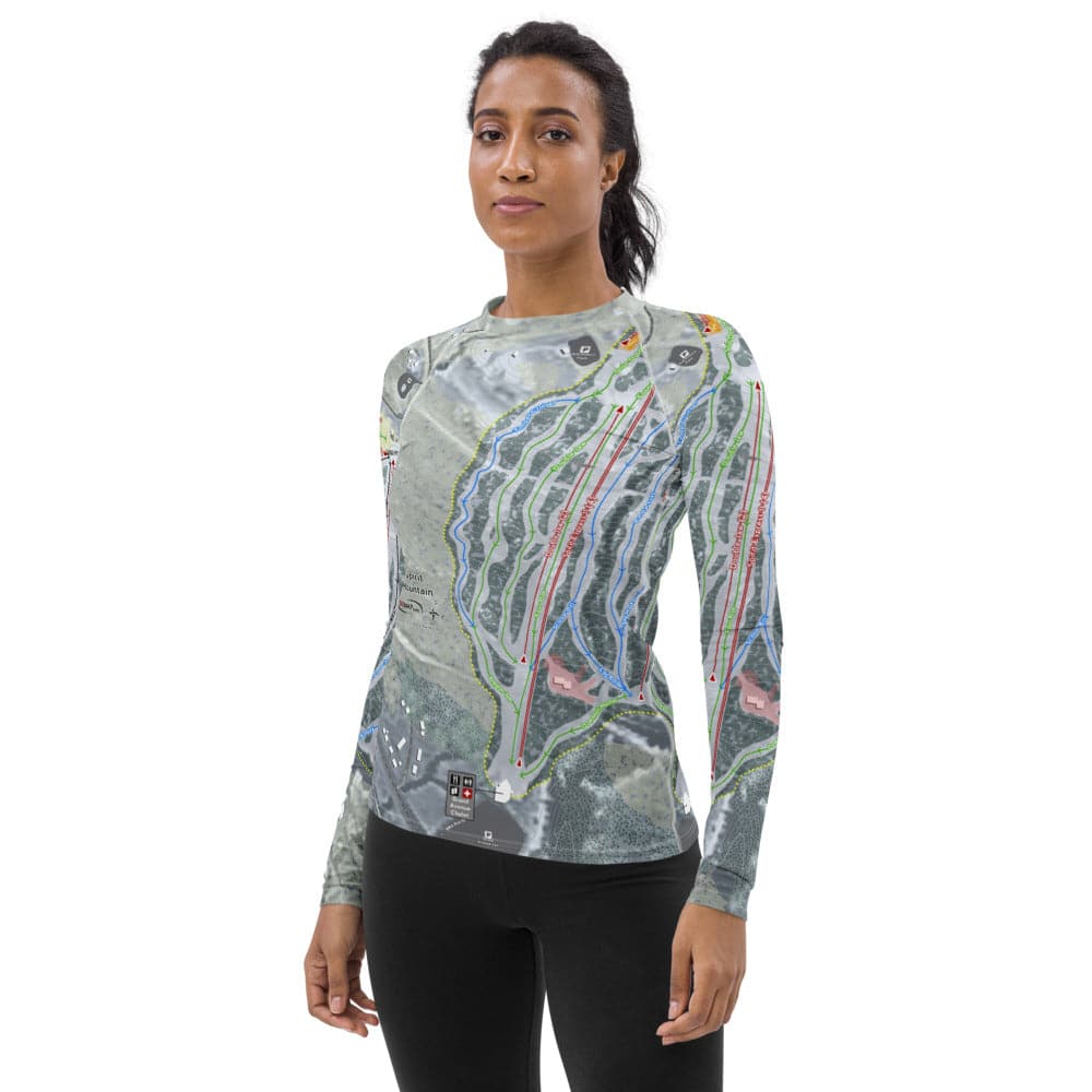 Spirit Mountain, Minnesota Ski Trail Map Women's Base Layer Top - Powderaddicts