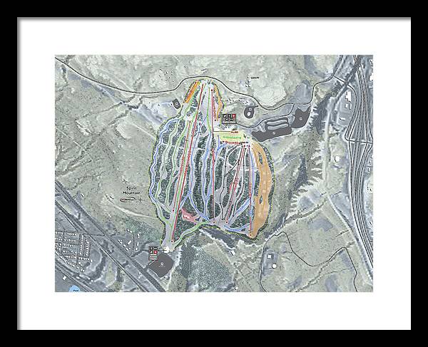Spirit Mountain Ski Trail Map - Framed Print - Powderaddicts