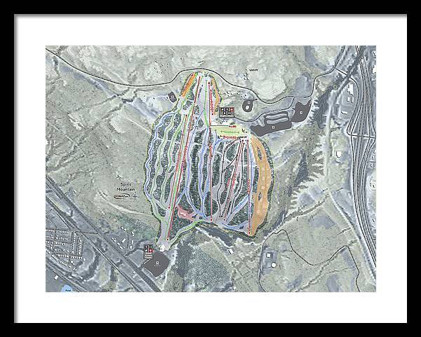 Spirit Mountain Ski Trail Map - Framed Print - Powderaddicts