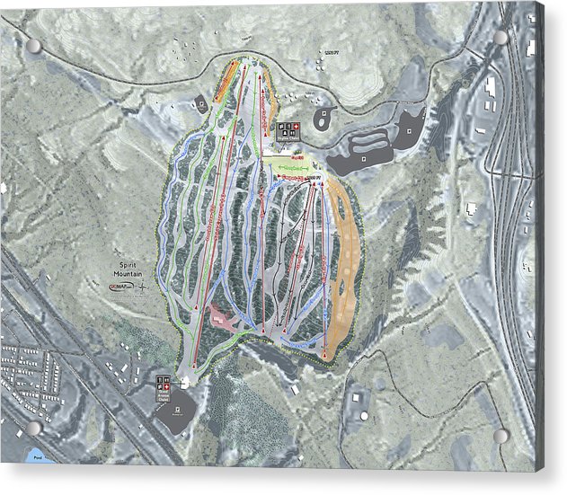 Spirit Mountain Ski Trail Map - Acrylic Print - Powderaddicts
