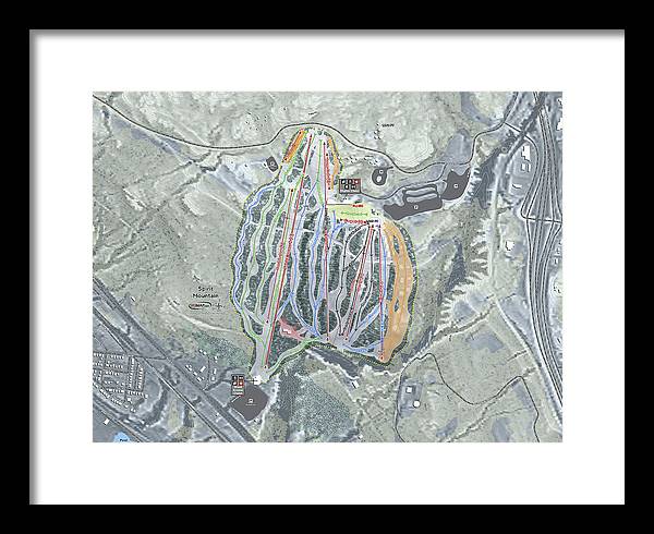 Spirit Mountain Ski Trail Map - Framed Print - Powderaddicts