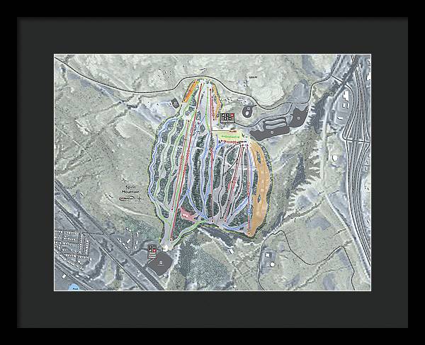 Spirit Mountain Ski Trail Map - Framed Print - Powderaddicts