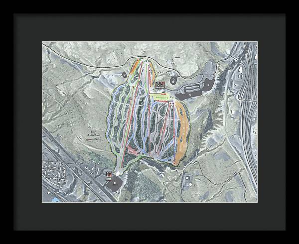Spirit Mountain Ski Trail Map - Framed Print - Powderaddicts