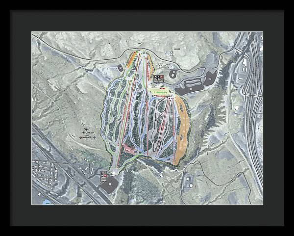 Spirit Mountain Ski Trail Map - Framed Print - Powderaddicts