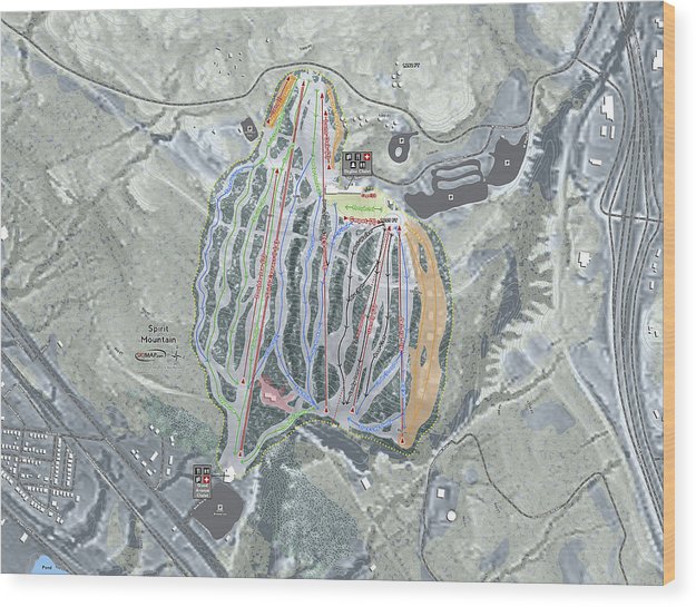 Spirit Mountain Ski Trail Map - Wood Print - Powderaddicts