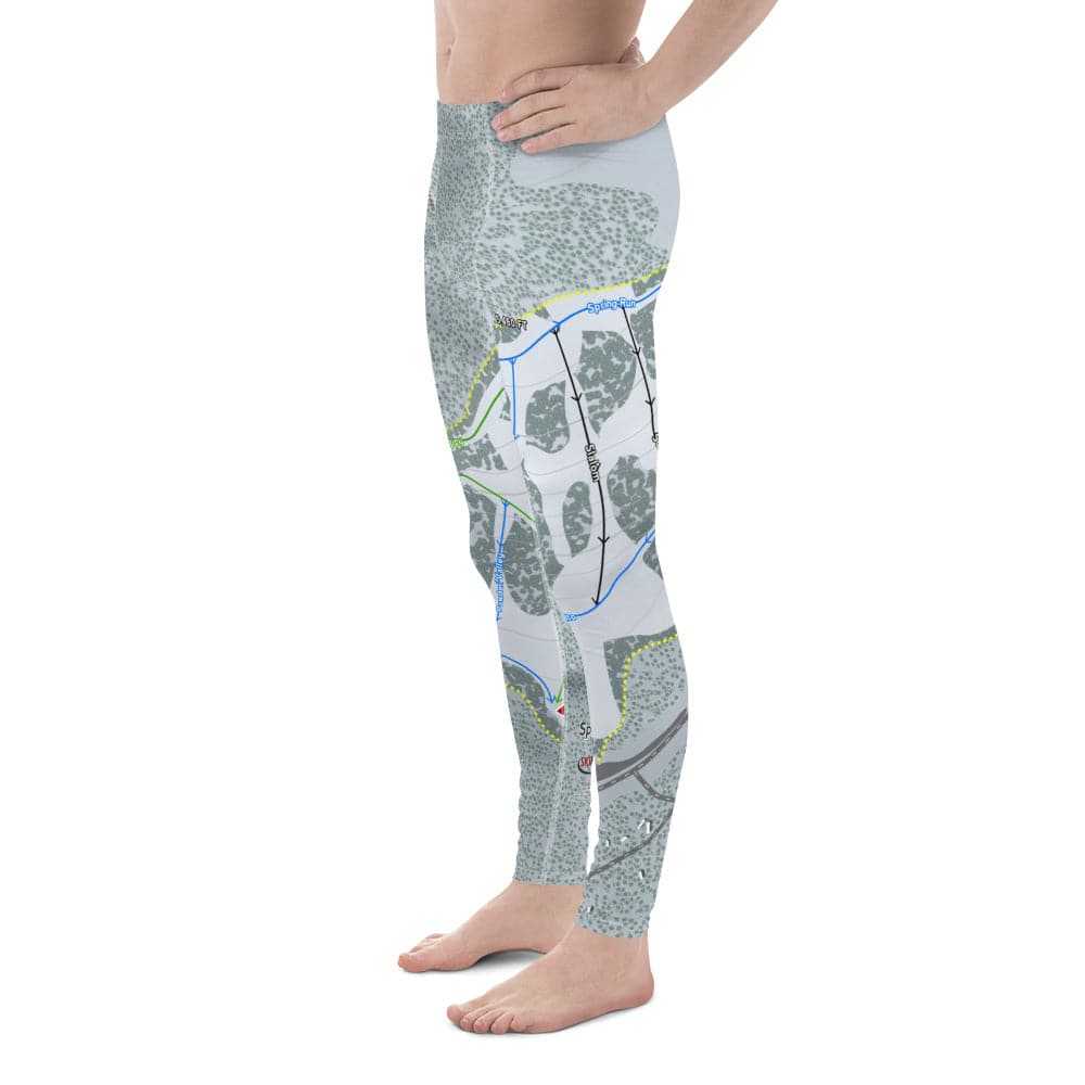 Spout Springs, Oregon Ski Trail Map Men's Base Layer Bottom - Powderaddicts