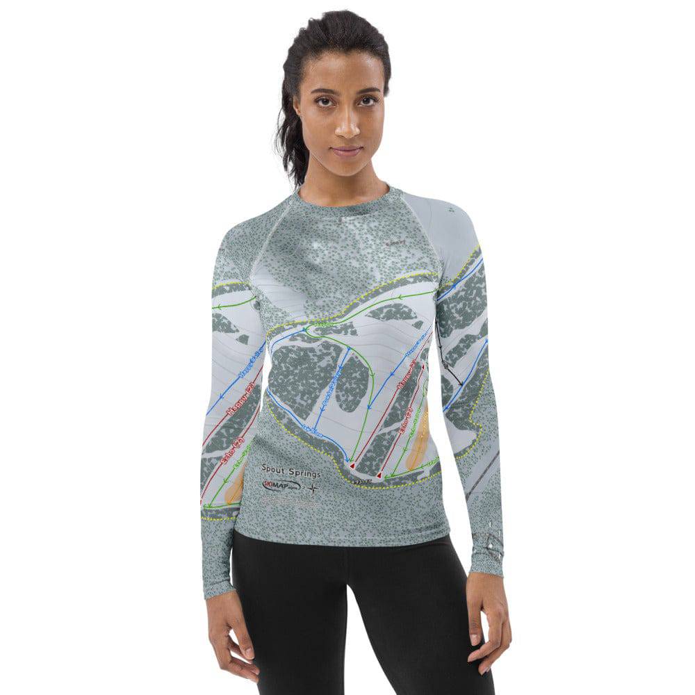 Spout Springs, Oregon Ski Trail Map Women's Base Layer Top - Powderaddicts