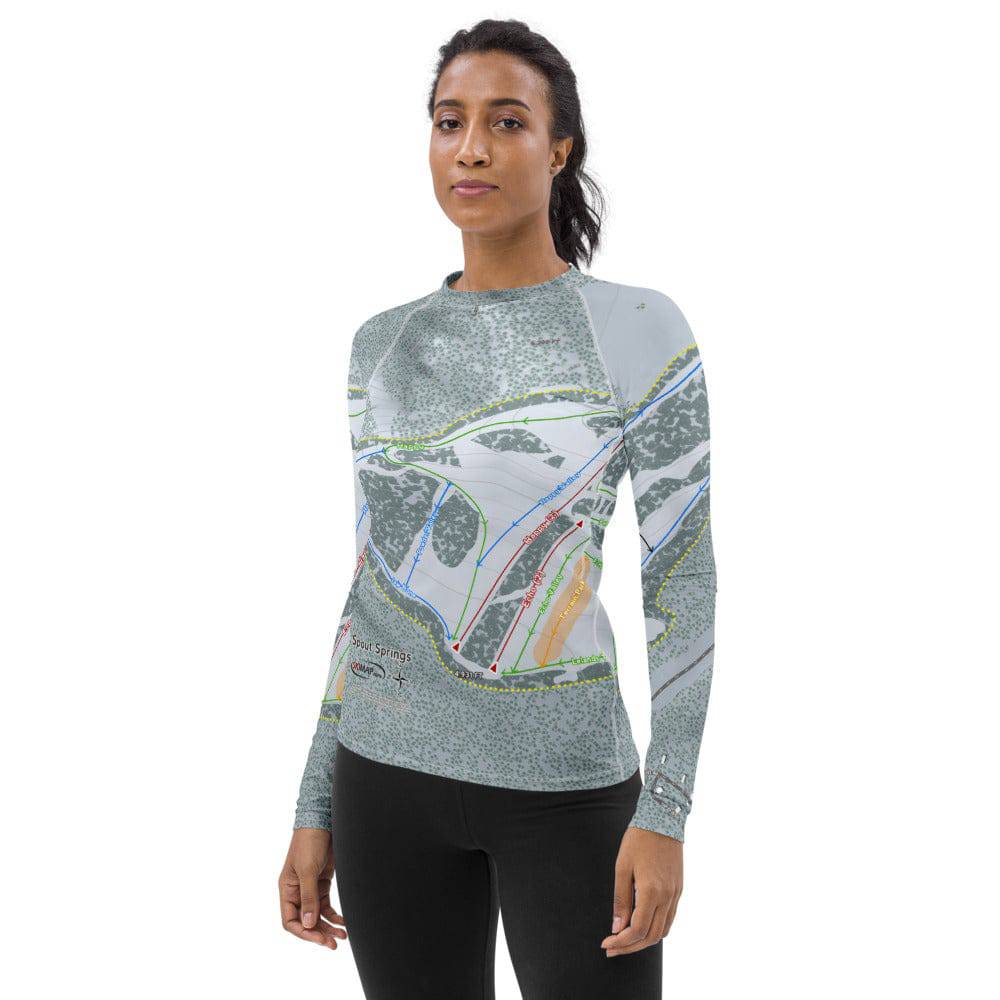 Spout Springs, Oregon Ski Trail Map Women's Base Layer Top - Powderaddicts