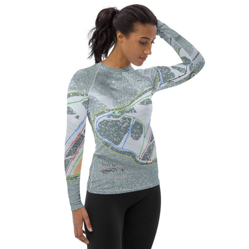 Spout Springs, Oregon Ski Trail Map Women's Base Layer Top - Powderaddicts