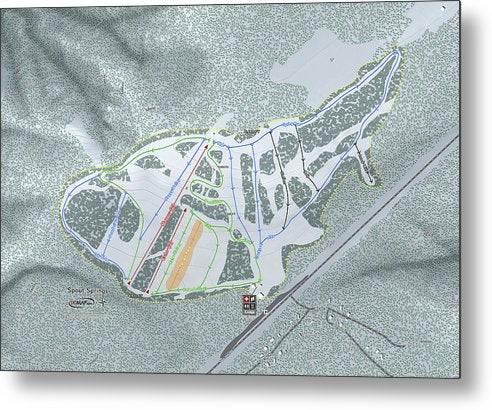 Spout Springs Ski Trail Map - Metal Print - Powderaddicts