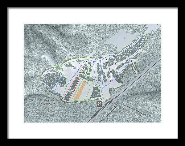 Spout Springs Ski Trail Map - Framed Print - Powderaddicts