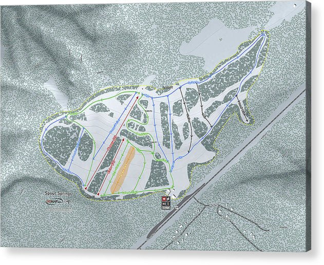 Spout Springs Ski Trail Map - Acrylic Print - Powderaddicts