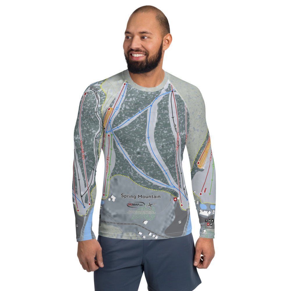 Spring Mountain, Pennsylvania Ski Trail Map Men's Base Layer Top - Powderaddicts