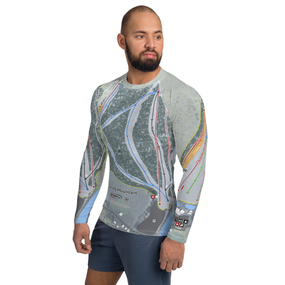 Spring Mountain, Pennsylvania Ski Trail Map Men's Base Layer Top - Powderaddicts