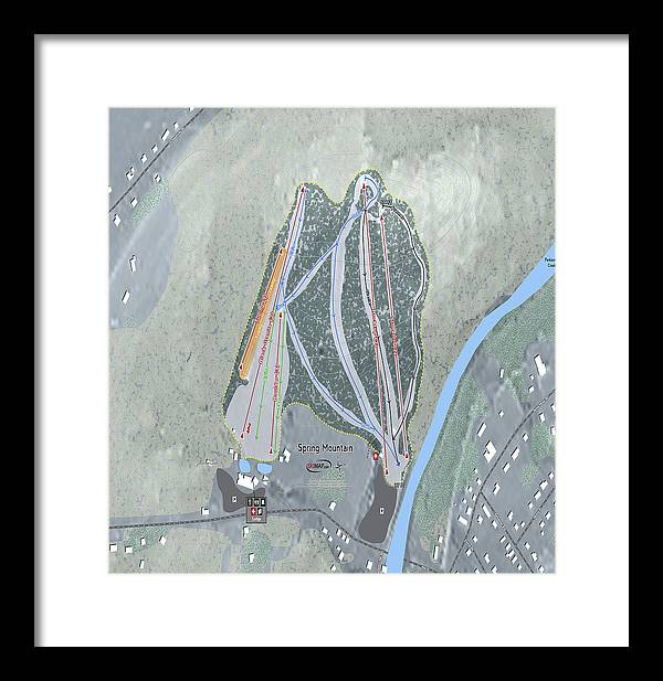 Spring Mountain Ski Trail Map - Framed Print - Powderaddicts