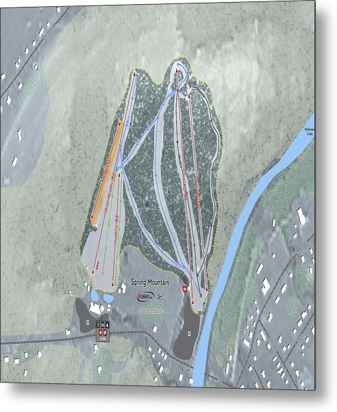 Spring Mountain Ski Trail Map - Metal Print - Powderaddicts