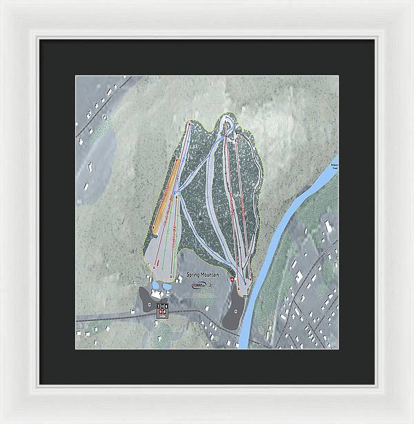 Spring Mountain Ski Trail Map - Framed Print - Powderaddicts