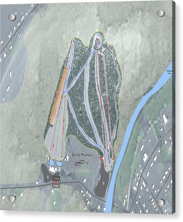 Spring Mountain Ski Trail Map - Acrylic Print - Powderaddicts