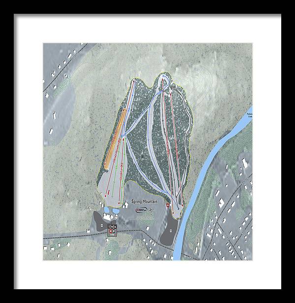 Spring Mountain Ski Trail Map - Framed Print - Powderaddicts