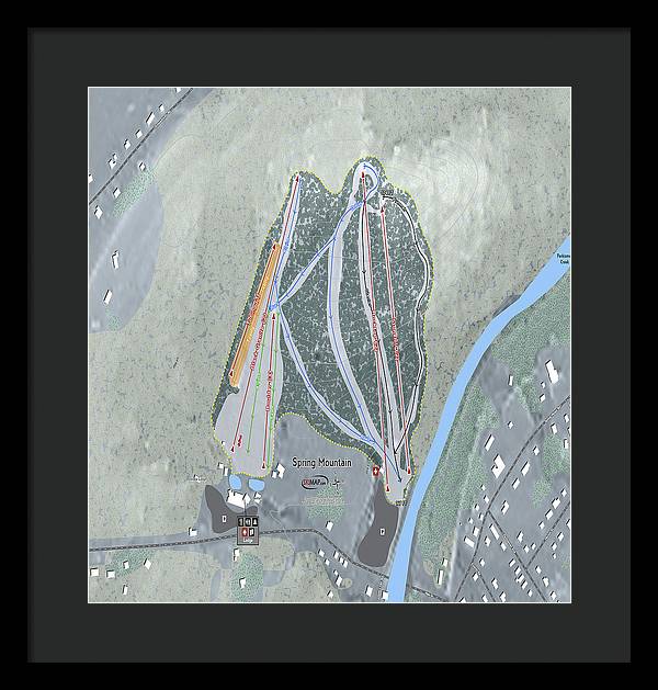 Spring Mountain Ski Trail Map - Framed Print - Powderaddicts