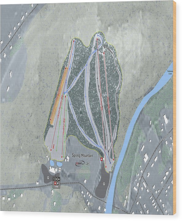 Spring Mountain Ski Trail Map - Wood Print - Powderaddicts