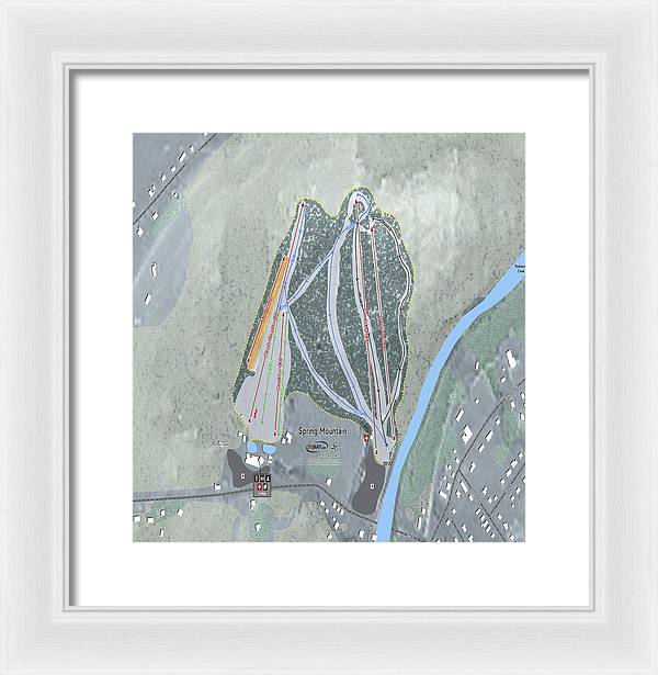 Spring Mountain Ski Trail Map - Framed Print - Powderaddicts