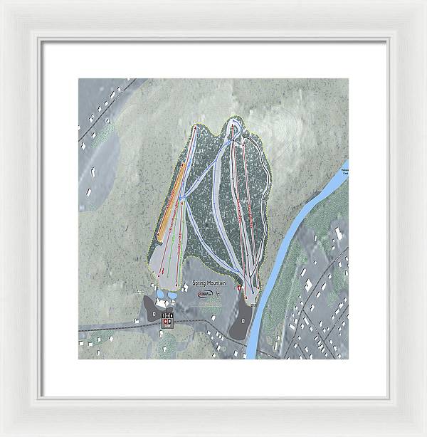 Spring Mountain Ski Trail Map - Framed Print - Powderaddicts