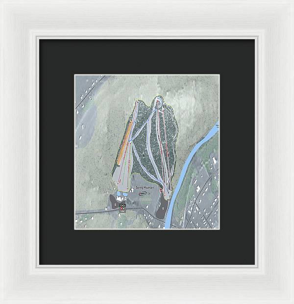 Spring Mountain Ski Trail Map - Framed Print - Powderaddicts