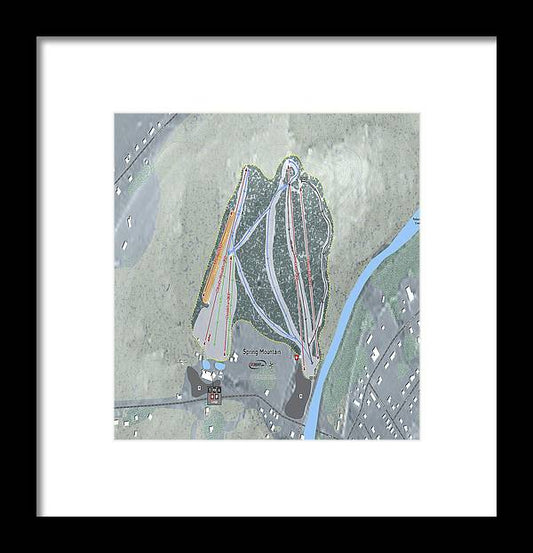 Spring Mountain Ski Trail Map - Framed Print - Powderaddicts