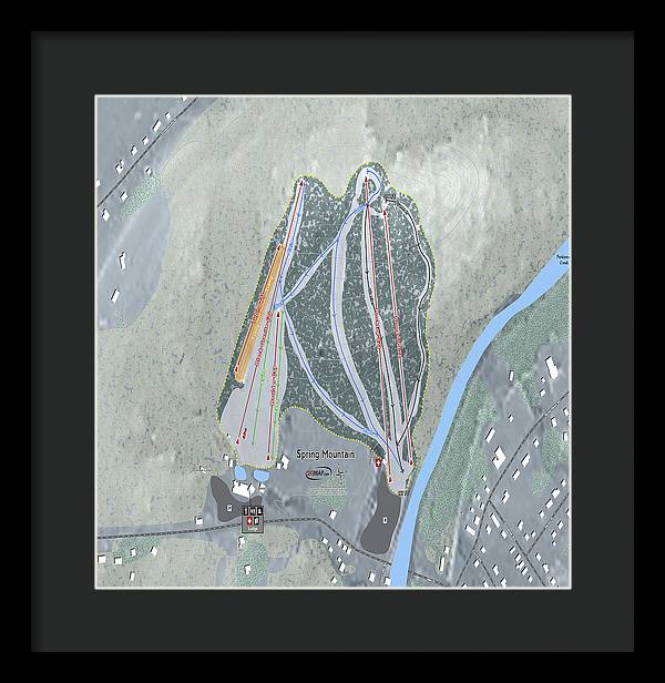 Spring Mountain Ski Trail Map - Framed Print - Powderaddicts
