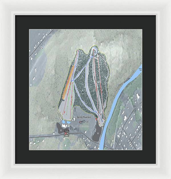 Spring Mountain Ski Trail Map - Framed Print - Powderaddicts