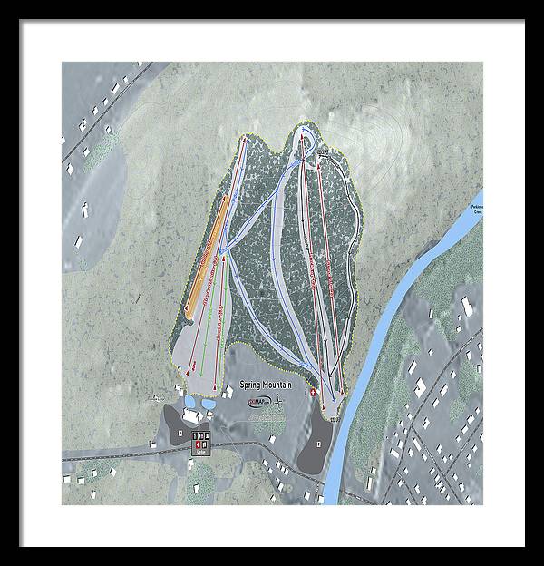 Spring Mountain Ski Trail Map - Framed Print - Powderaddicts