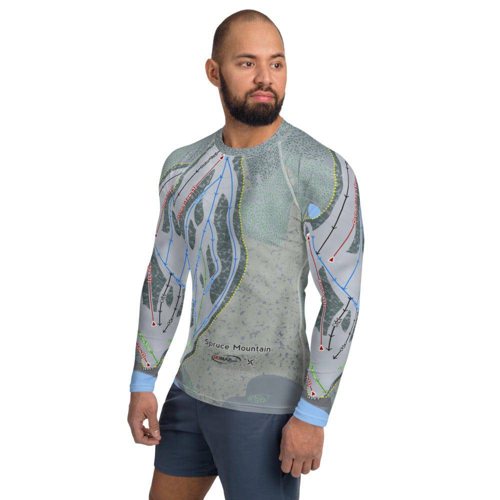 Spruce Mountain, Maine Ski Trail Map Men's Base Layer Top - Powderaddicts