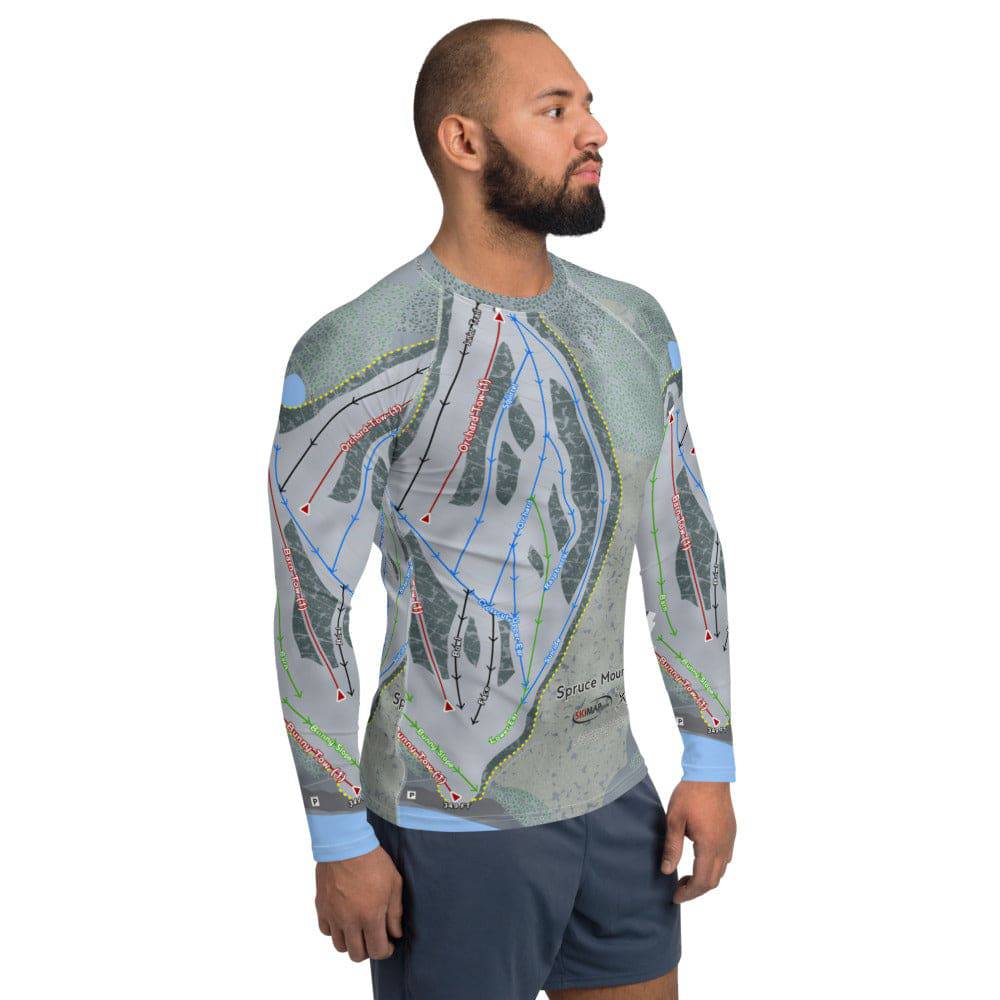 Spruce Mountain, Maine Ski Trail Map Men's Base Layer Top - Powderaddicts