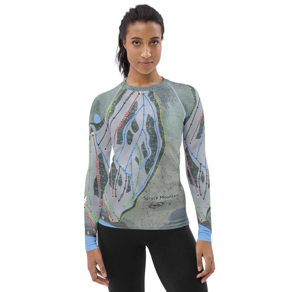 Spruce Mountain, Maine Ski Trail Map Women's Base Layer Top