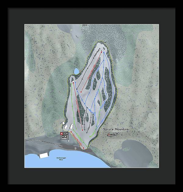 Spruce Mountain Ski Trail Map - Framed Print - Powderaddicts