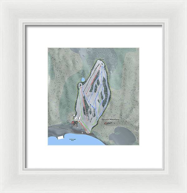 Spruce Mountain Ski Trail Map - Framed Print - Powderaddicts
