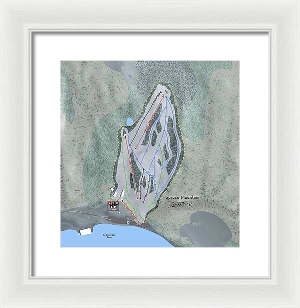 Spruce Mountain Ski Trail Map - Framed Print - Powderaddicts