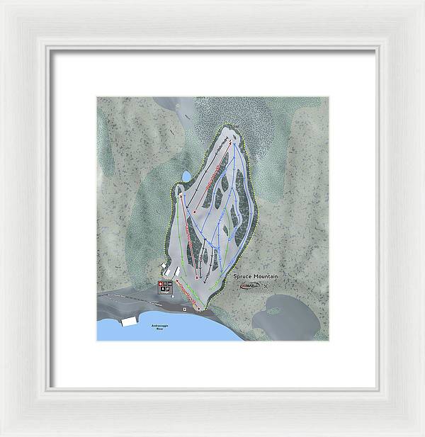 Spruce Mountain Ski Trail Map - Framed Print - Powderaddicts