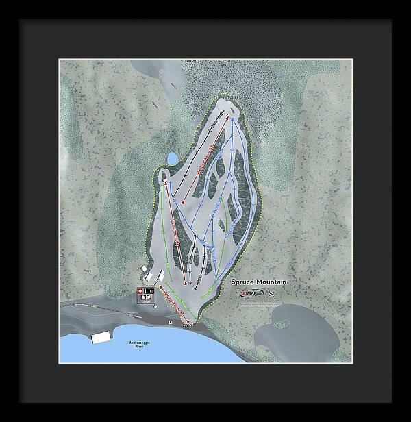 Spruce Mountain Ski Trail Map - Framed Print - Powderaddicts