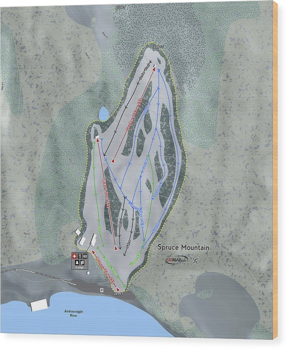 Spruce Mountain Ski Trail Map - Wood Print - Powderaddicts