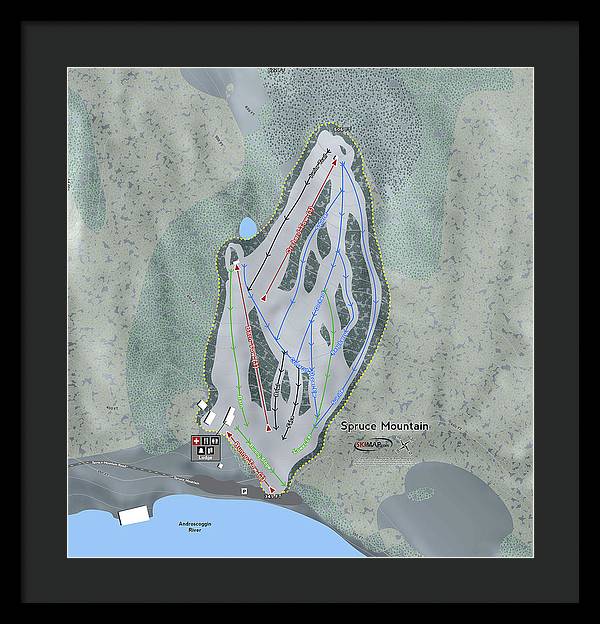 Spruce Mountain Ski Trail Map - Framed Print - Powderaddicts
