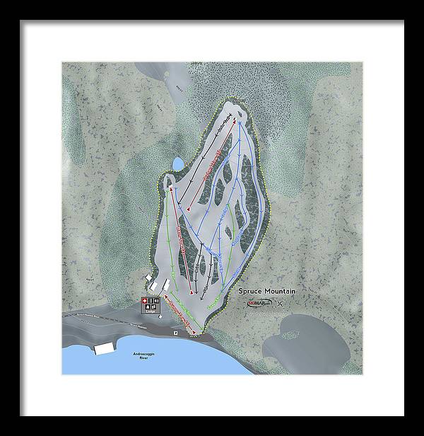 Spruce Mountain Ski Trail Map - Framed Print - Powderaddicts