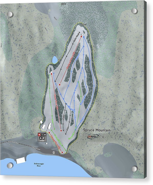 Spruce Mountain Ski Trail Map - Acrylic Print - Powderaddicts