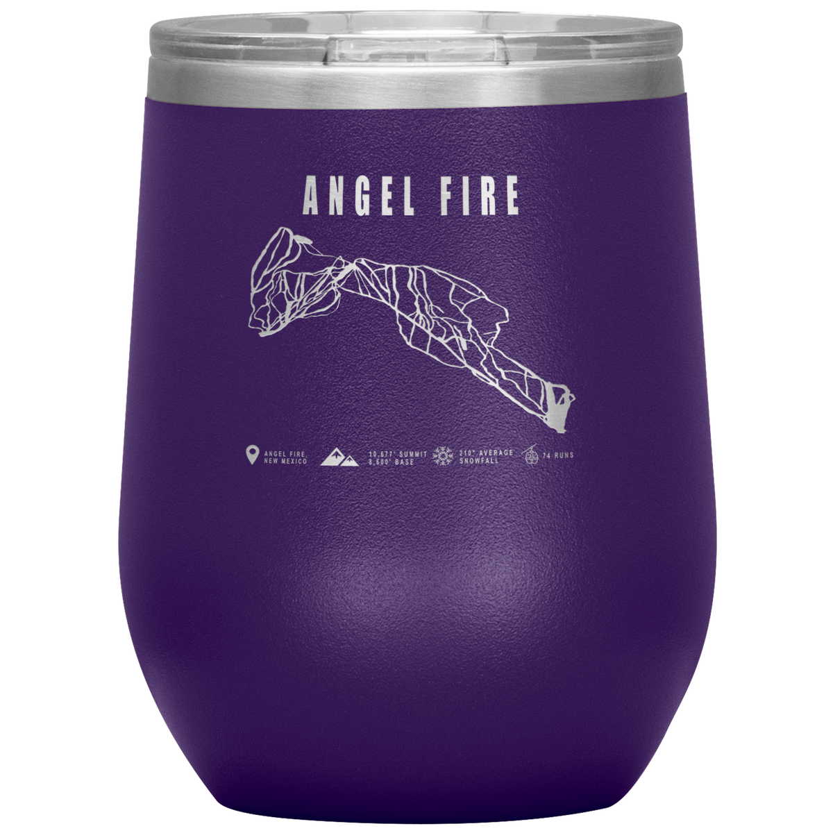 Angel Fire, New Mexico Ski Trail Map Wine 12oz Tumbler - Powderaddicts
