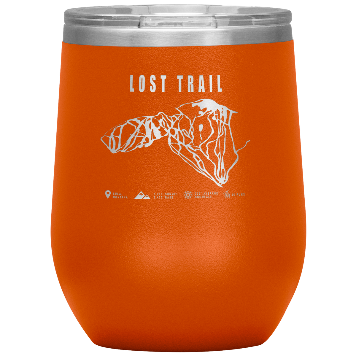 Lost Trail Montana Ski Trail Map Wine 12oz Tumbler - Powderaddicts
