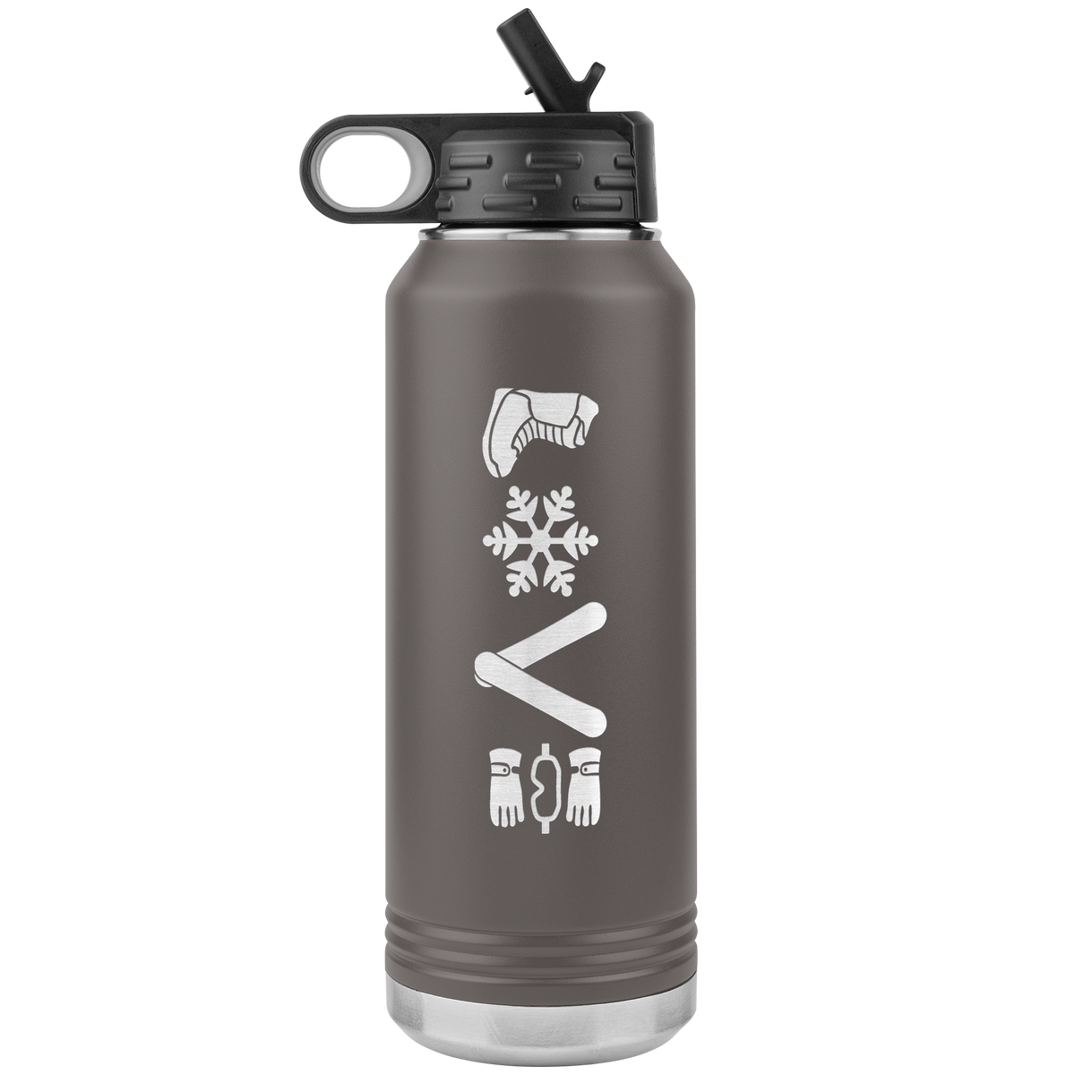 Love Snowboard Symbols 32oz Water Bottle Tumbler - Powderaddicts
