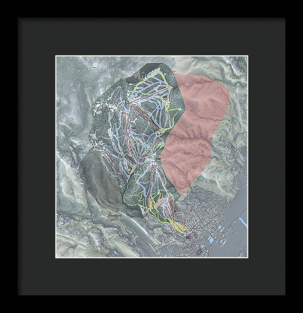 Steamboat Ski Resort Map - Framed Print